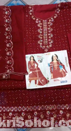 ইন্ডিয়ান হোয়াইট গোল্ড জর্জেট ফোর পিস